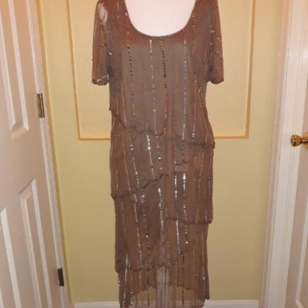 Sequin evening dress mid length
